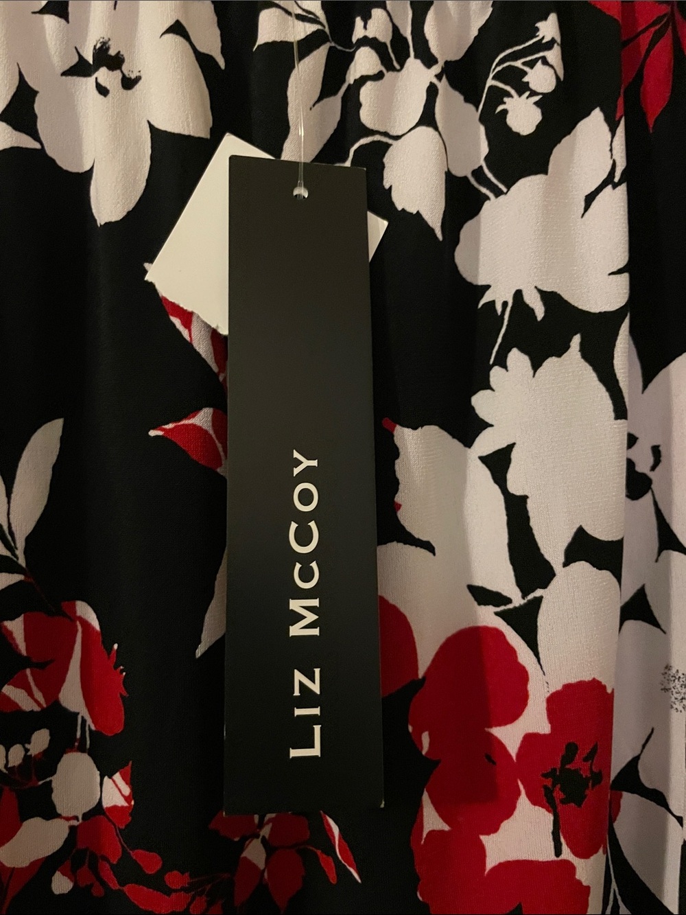 Floral Scoop Neck Short Sleeve Top - Black, Red & White, New - Picture 4 of 7